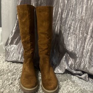 Tan brown knee high boots